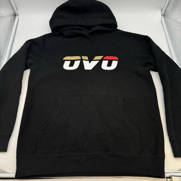 OVO Men’s Hoodie Large Black Flag Logo Made in Canada 100% Cotton - Picture 3 of 9